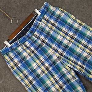 Jack Nicklaus Mens Plaid Golf Shorts Size 36 Blue Green Yellow Polyester